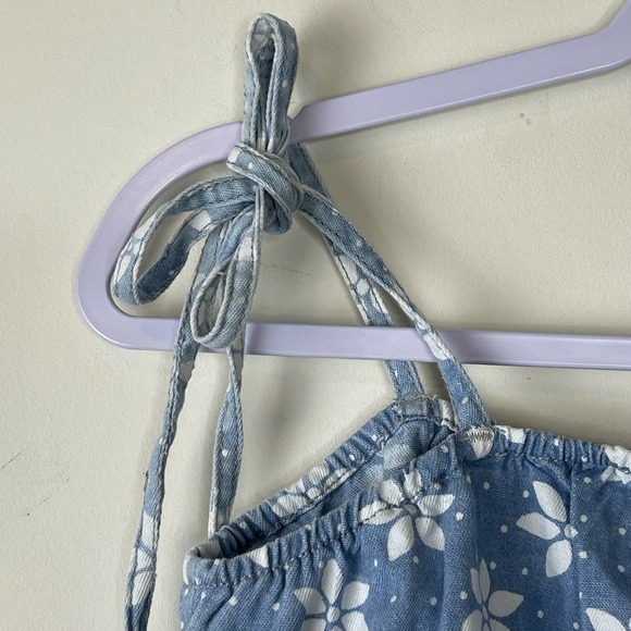 Billabong X Wrangler Blue Perfect Pair Tie Strap Floral Denim Crop Top NWT Large - Picture 5 of 8